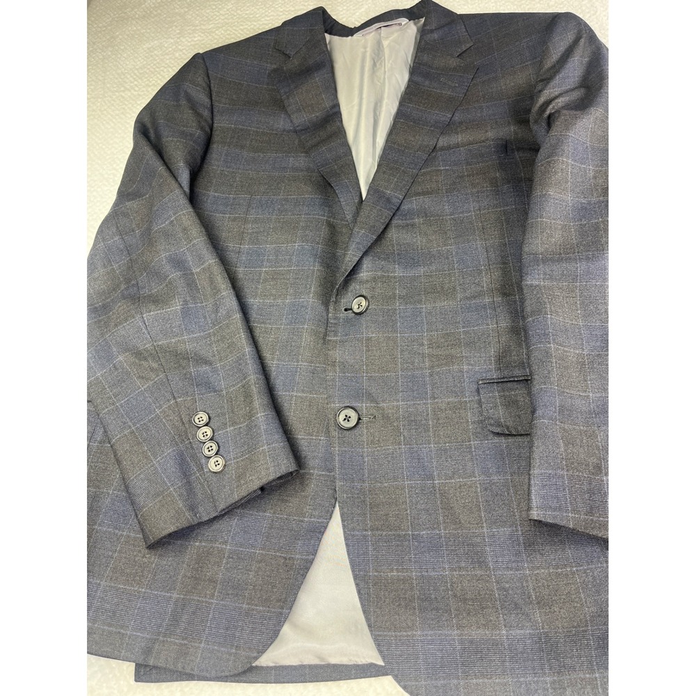 Samuelsohn Wool‎ Icewool 150s Plaid Blazer Jacket Men 2 Button Made in Canada